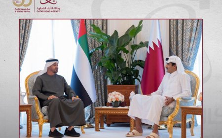 Su Alteza el Emir y el presidente de los Emiratos Árabes Unidos examinan los últimos acontecimientos regionales e internacionales