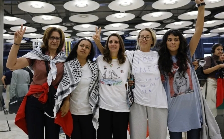 Llegan a Madrid los últimos cinco miembros españoles de las flotillas humanitarias a Gaza