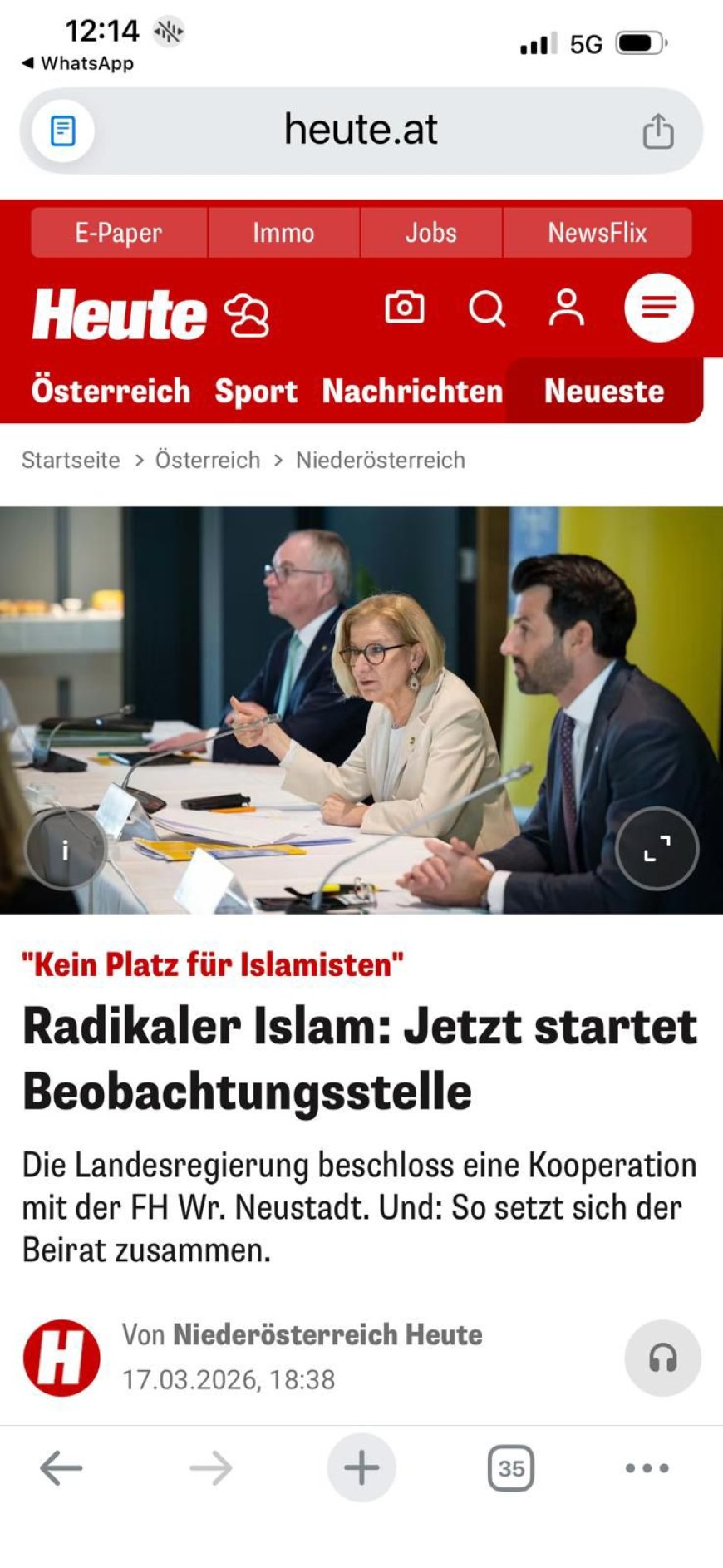 La oficina de la Fundación "Mensaje Global de Paz" en Austria envía una carta oficial al gobierno de Baja Austria (Niederösterreich) para difundir el proyecto intelectual del profesor Ali Al-Shurafa